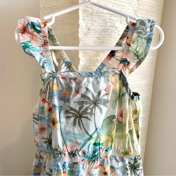 NEXT - Girls Tropical Floral Playsuit - Size 4 - Ruffle Detail - 100% Cotton - Picture 3 of 6